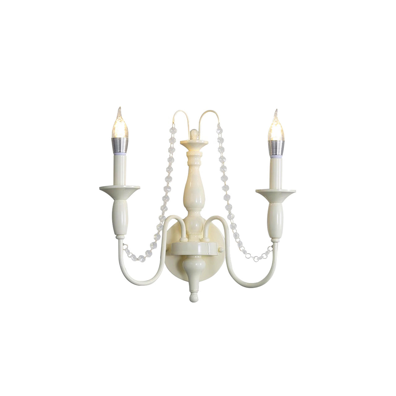 Aubervilliers Candle Wall Lamp | French Country Cream & Crystal Sconce