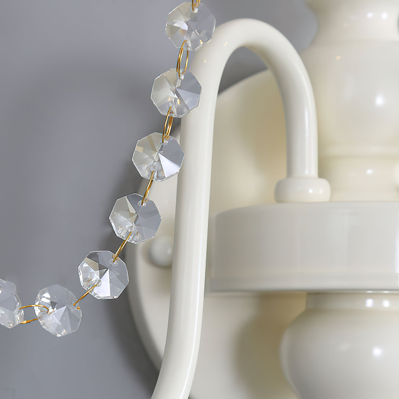 Aubervilliers Candle Wall Lamp | French Country Cream & Crystal Sconce