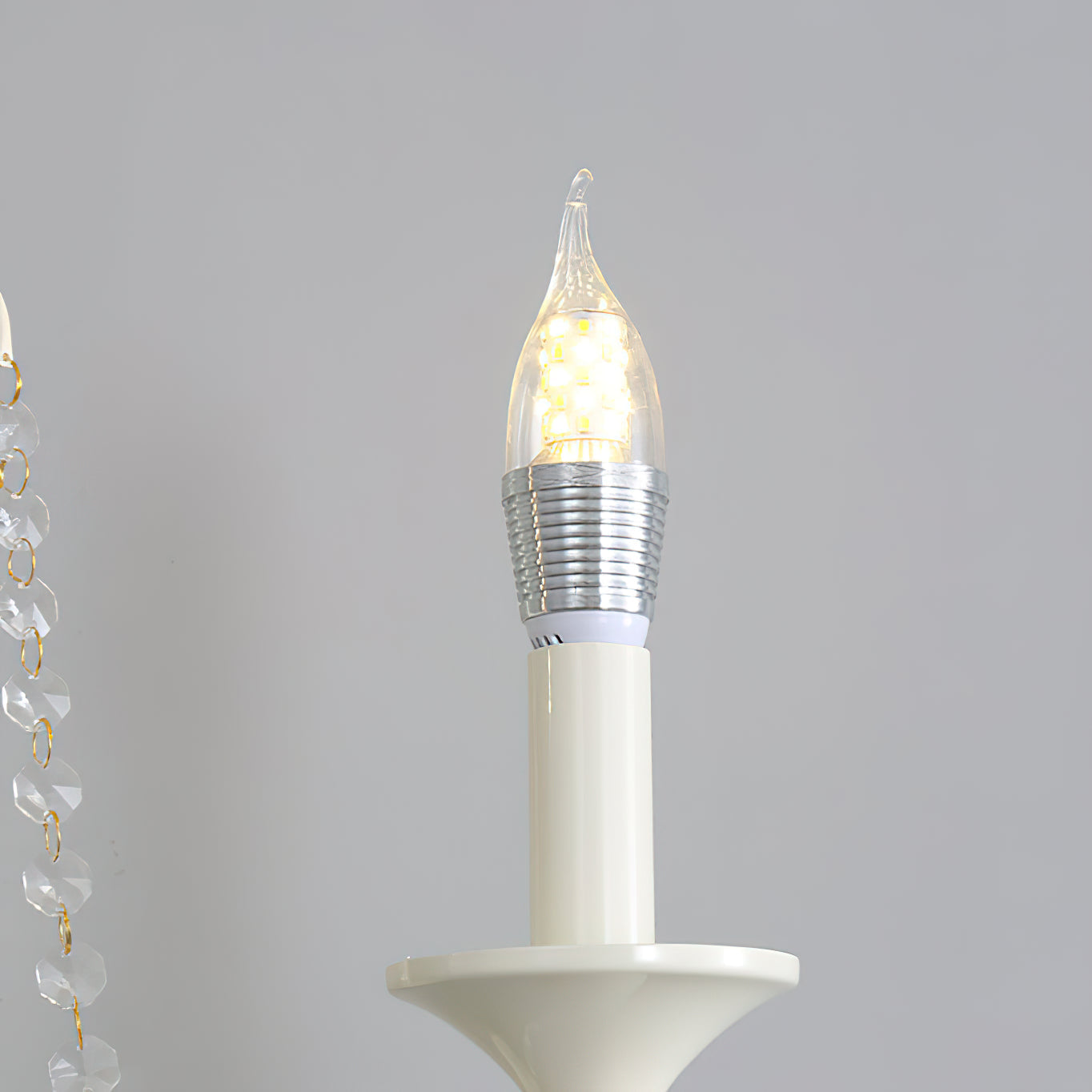 Aubervilliers Candle Wall Lamp | French Country Cream & Crystal Sconce