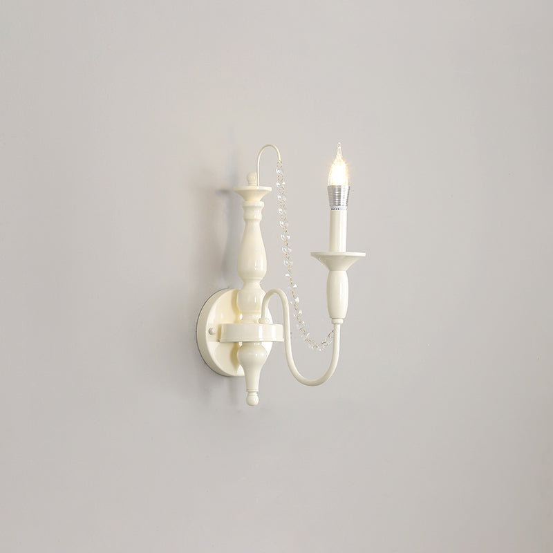 Aubervilliers Candle Wall Lamp | French Country Cream & Crystal Sconce