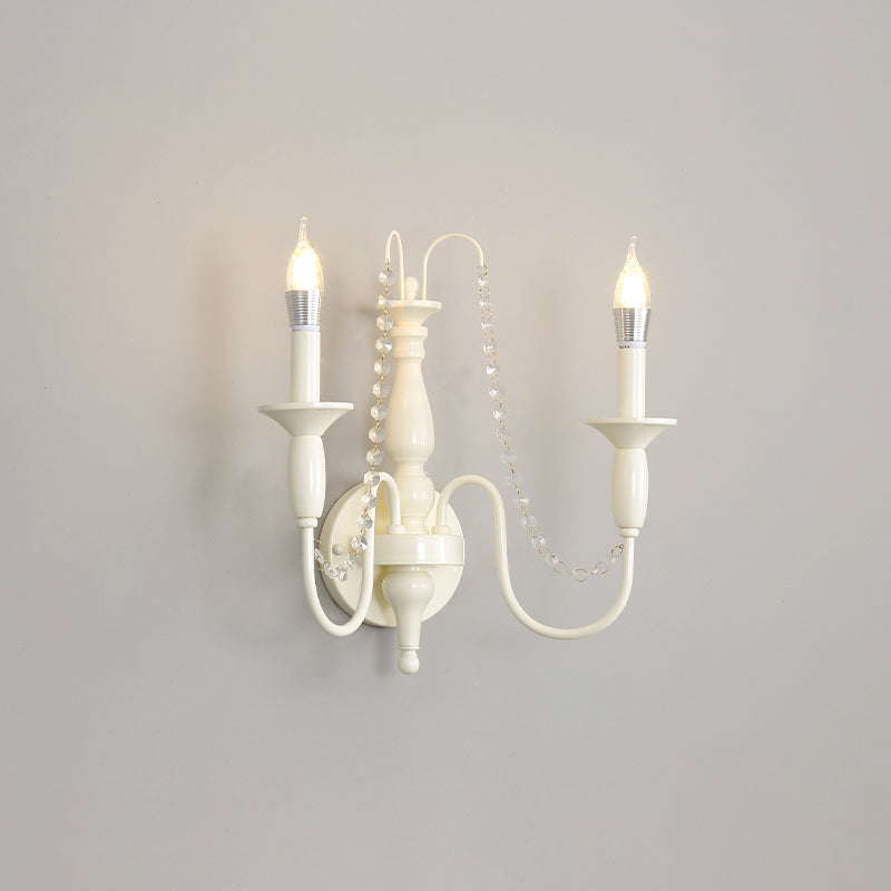 Aubervilliers Candle Wall Lamp | French Country Cream & Crystal Sconce