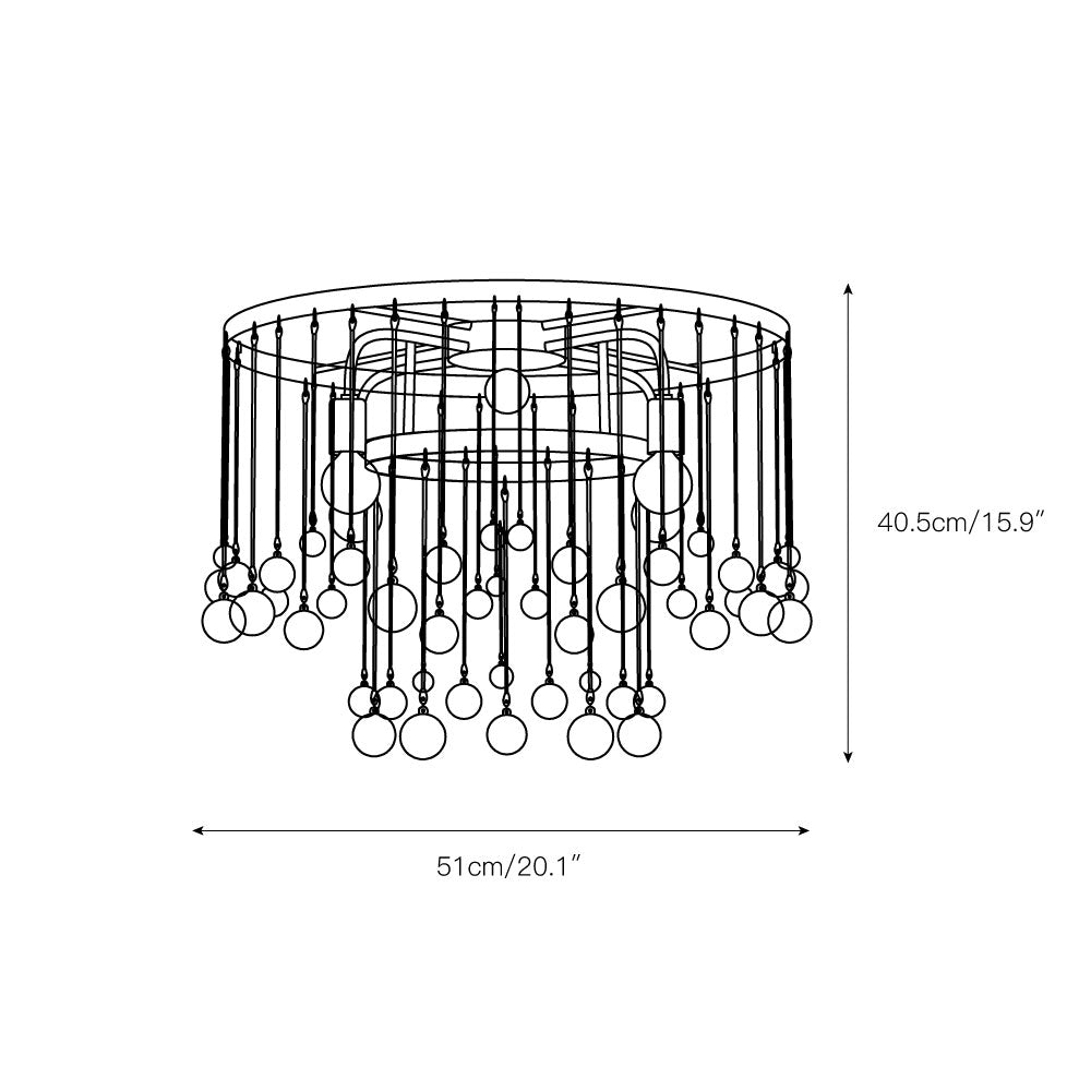Cascade Halo Brass Droplet Flush Mount – Crystal Droplet & Brass Cage Ceiling Light