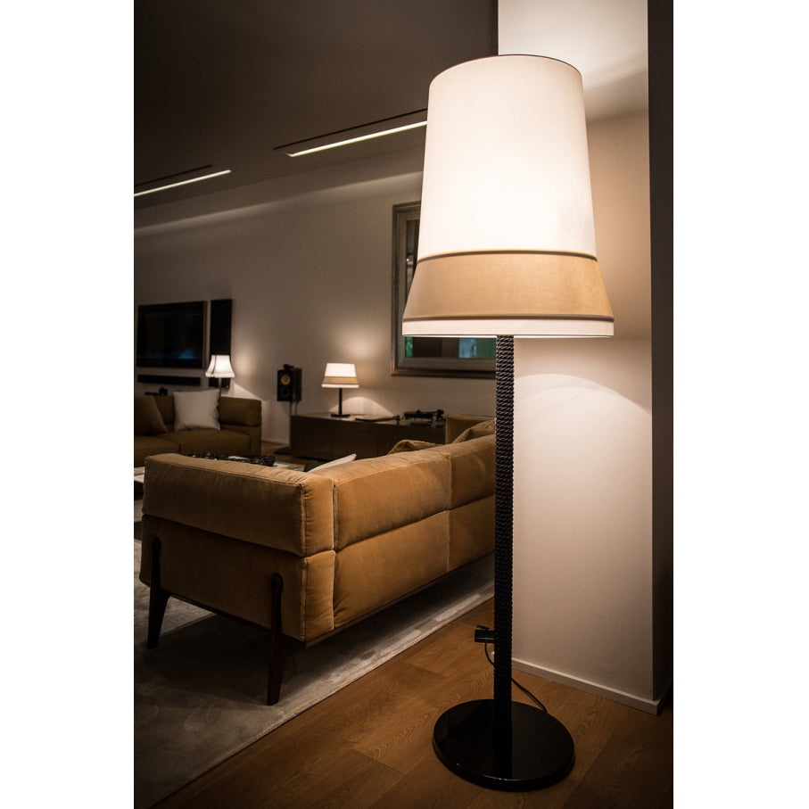Audrey Contardi Floor Lamp | Luxury Hat-Inspired Silk & Fabric Standing Light