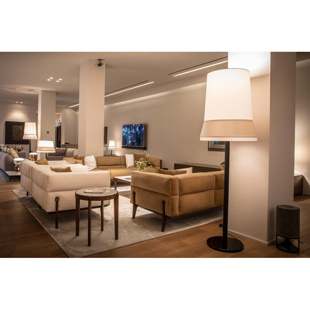 Audrey Contardi Floor Lamp | Luxury Hat-Inspired Silk & Fabric Standing Light