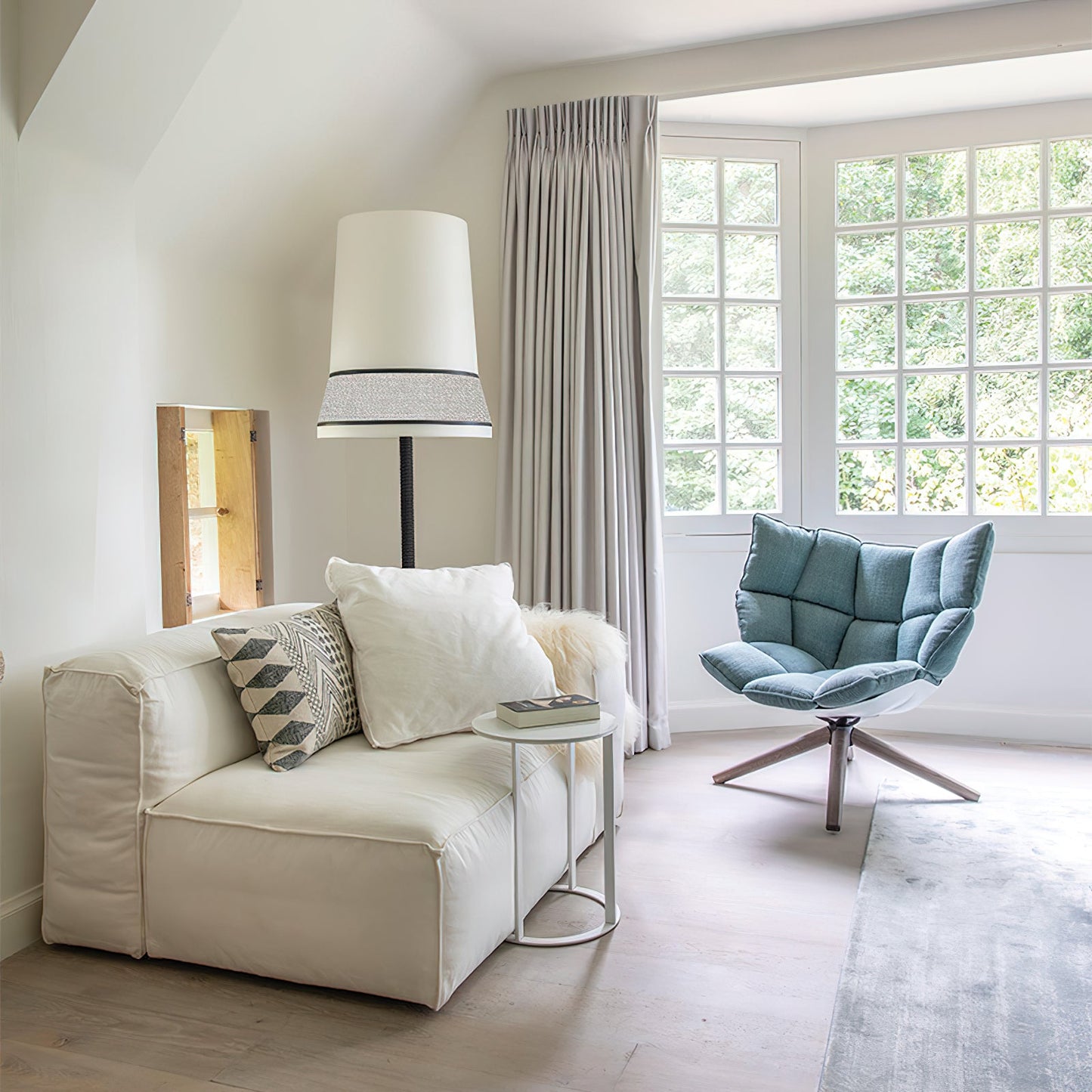 Audrey Contardi Floor Lamp | Luxury Hat-Inspired Silk & Fabric Standing Light