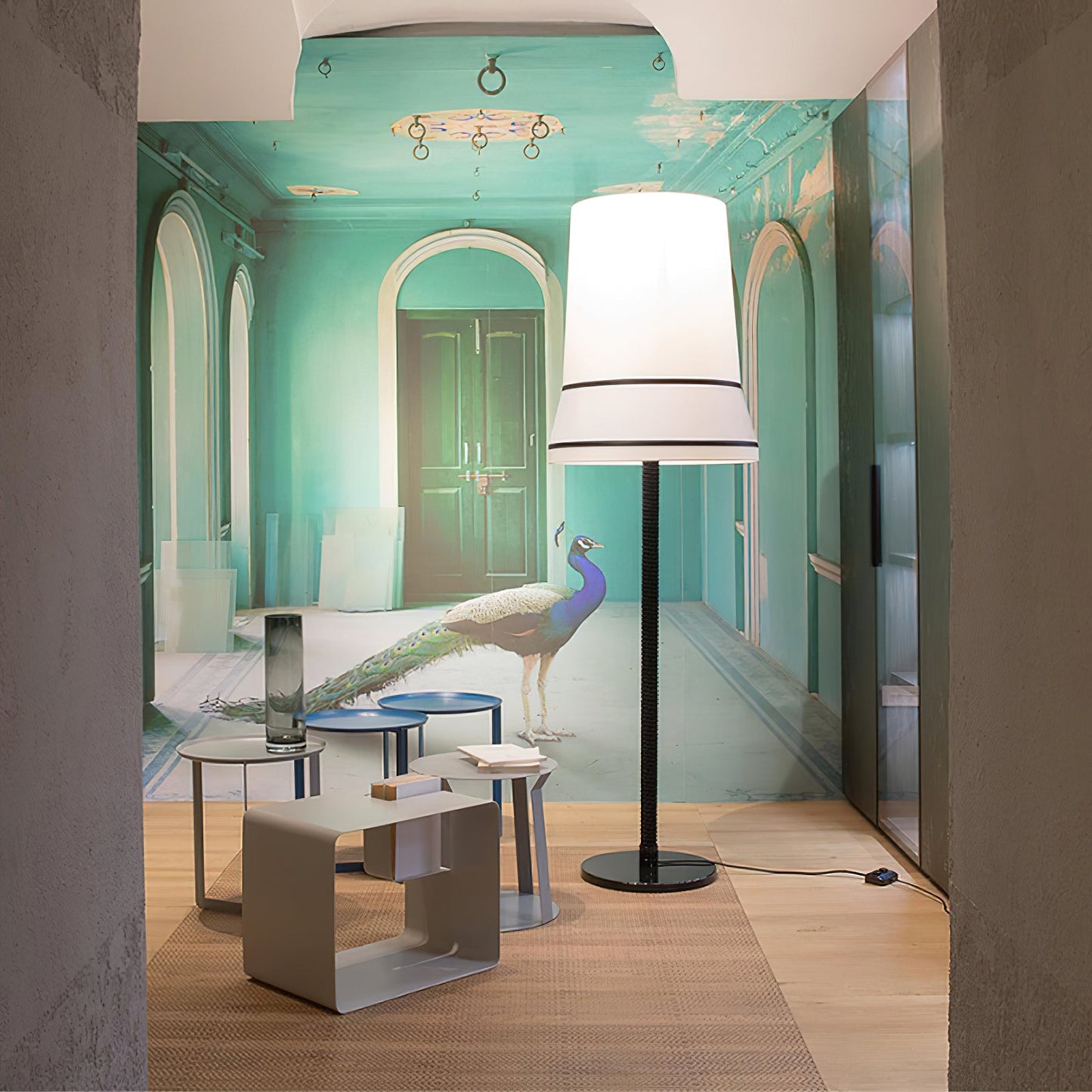 Audrey Contardi Floor Lamp | Luxury Hat-Inspired Silk & Fabric Standing Light