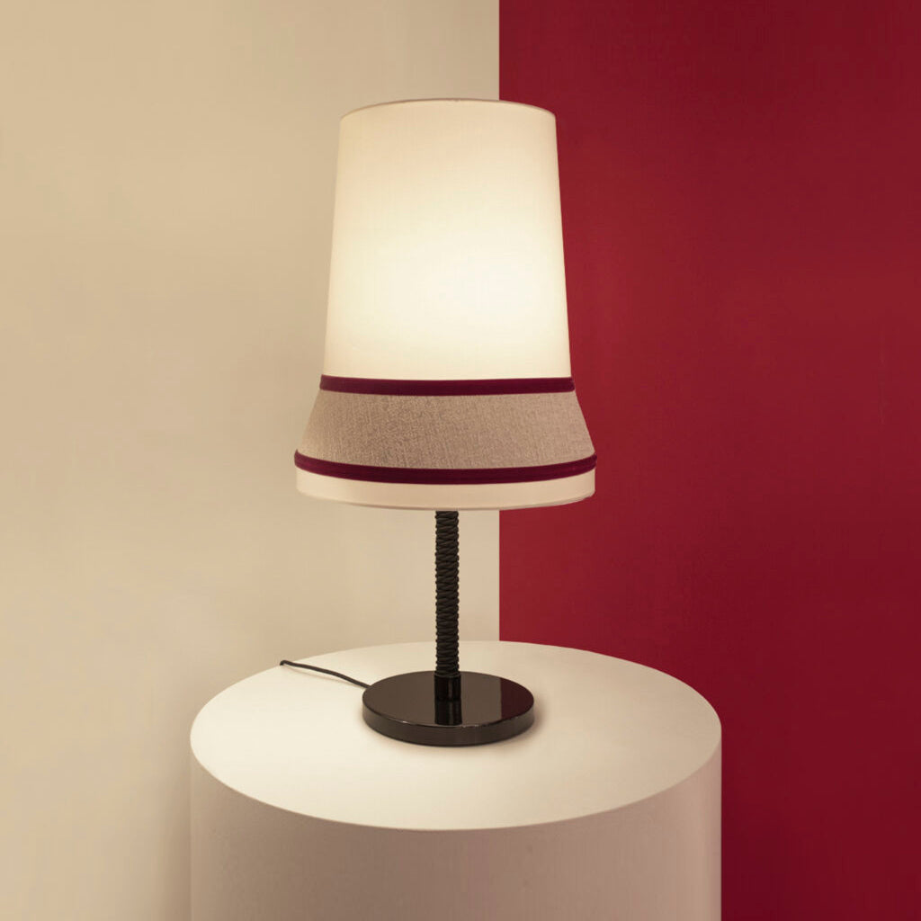 Audrey Contardi Table Lamp | Luxury Hat-Inspired Silk & Velvet Designer Light