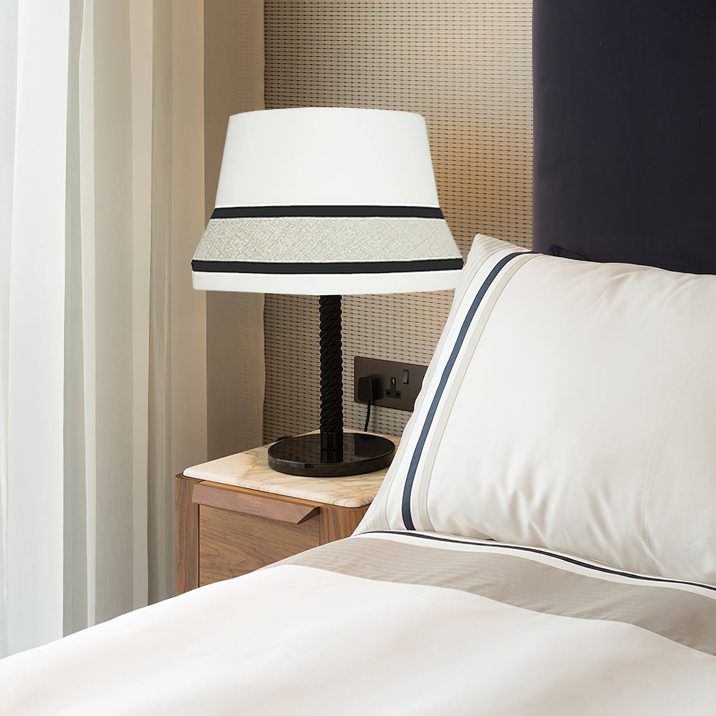 Audrey Contardi Table Lamp | Luxury Hat-Inspired Silk & Velvet Designer Light