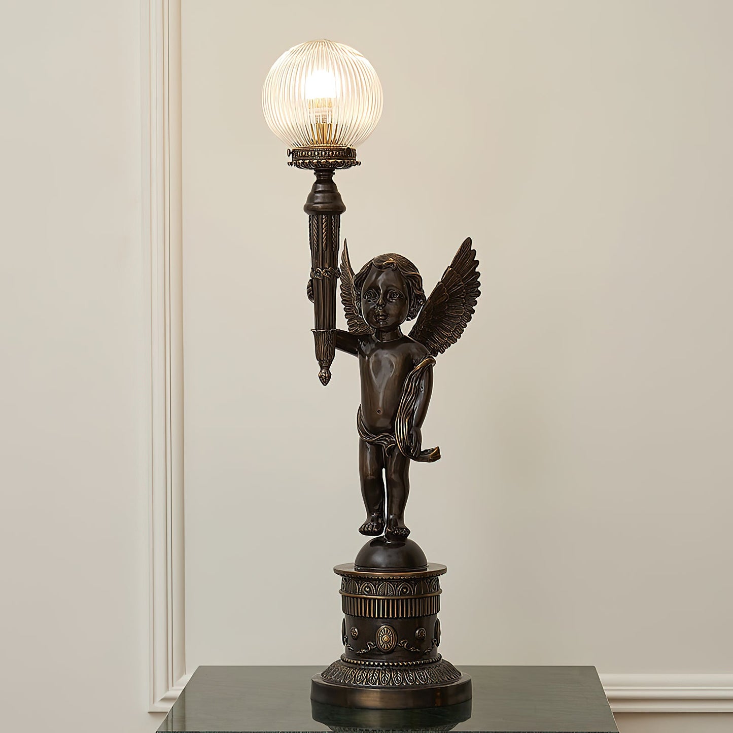 Auguste Moreau Table Lamp | 32-Inch Tall Vintage Brass & Glass Statement Lamp