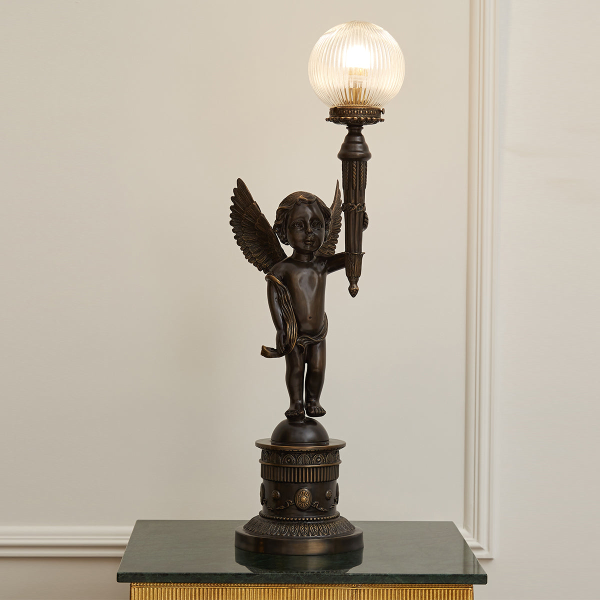 Auguste Moreau Table Lamp | 32-Inch Tall Vintage Brass & Glass Statement Lamp
