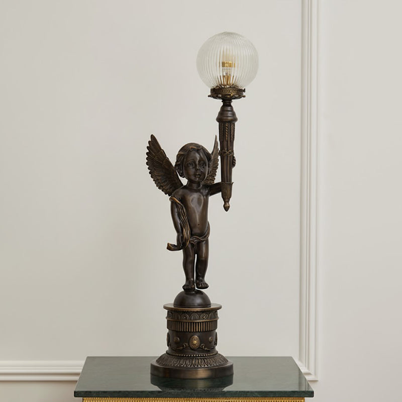 Auguste Moreau Table Lamp | 32-Inch Tall Vintage Brass & Glass Statement Lamp
