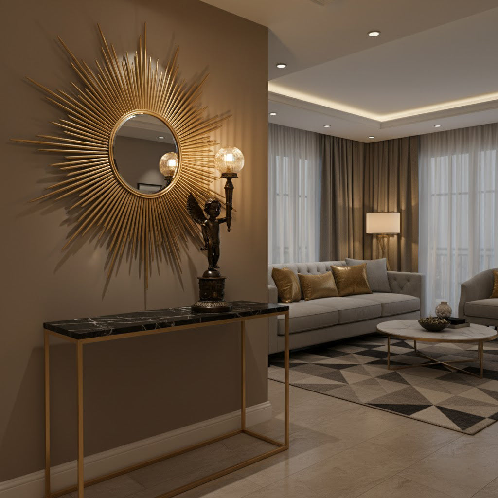 Auguste Moreau Table Lamp | 32-Inch Tall Vintage Brass & Glass Statement Lamp