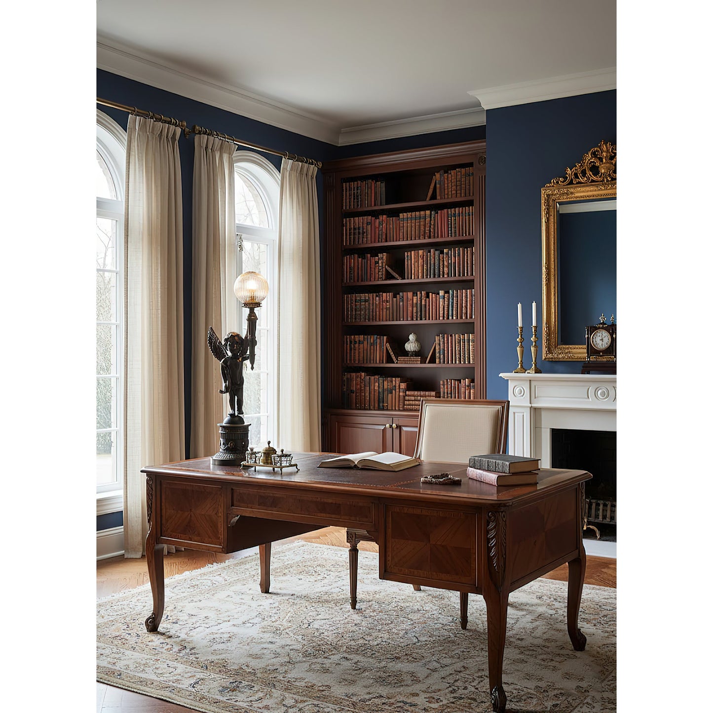 Auguste Moreau Table Lamp | 32-Inch Tall Vintage Brass & Glass Statement Lamp