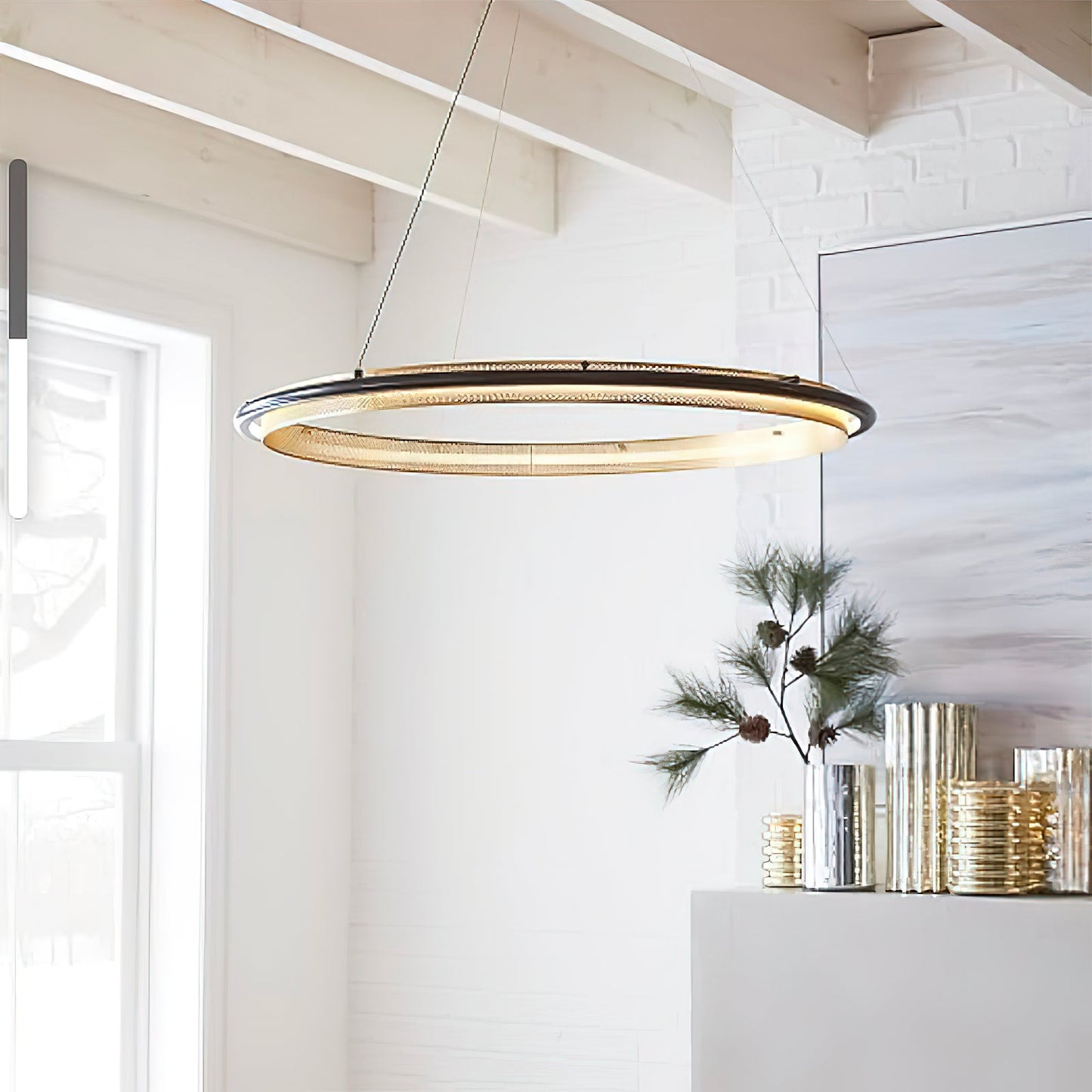 Aura Acrylic LED Chandelier | Modern Minimalist Circle Ring Pendant Light