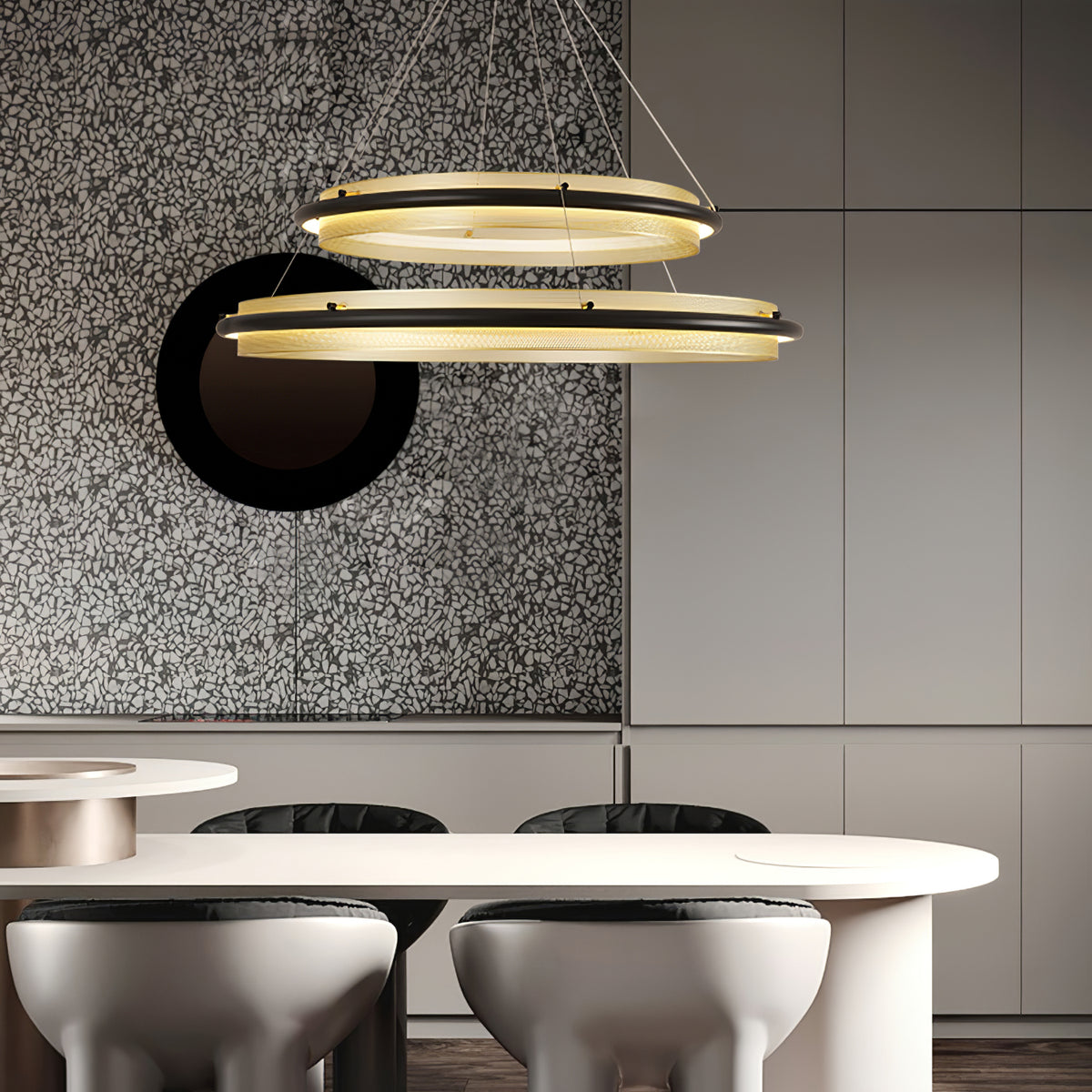 Aura Acrylic LED Chandelier | Modern Minimalist Circle Ring Pendant Light