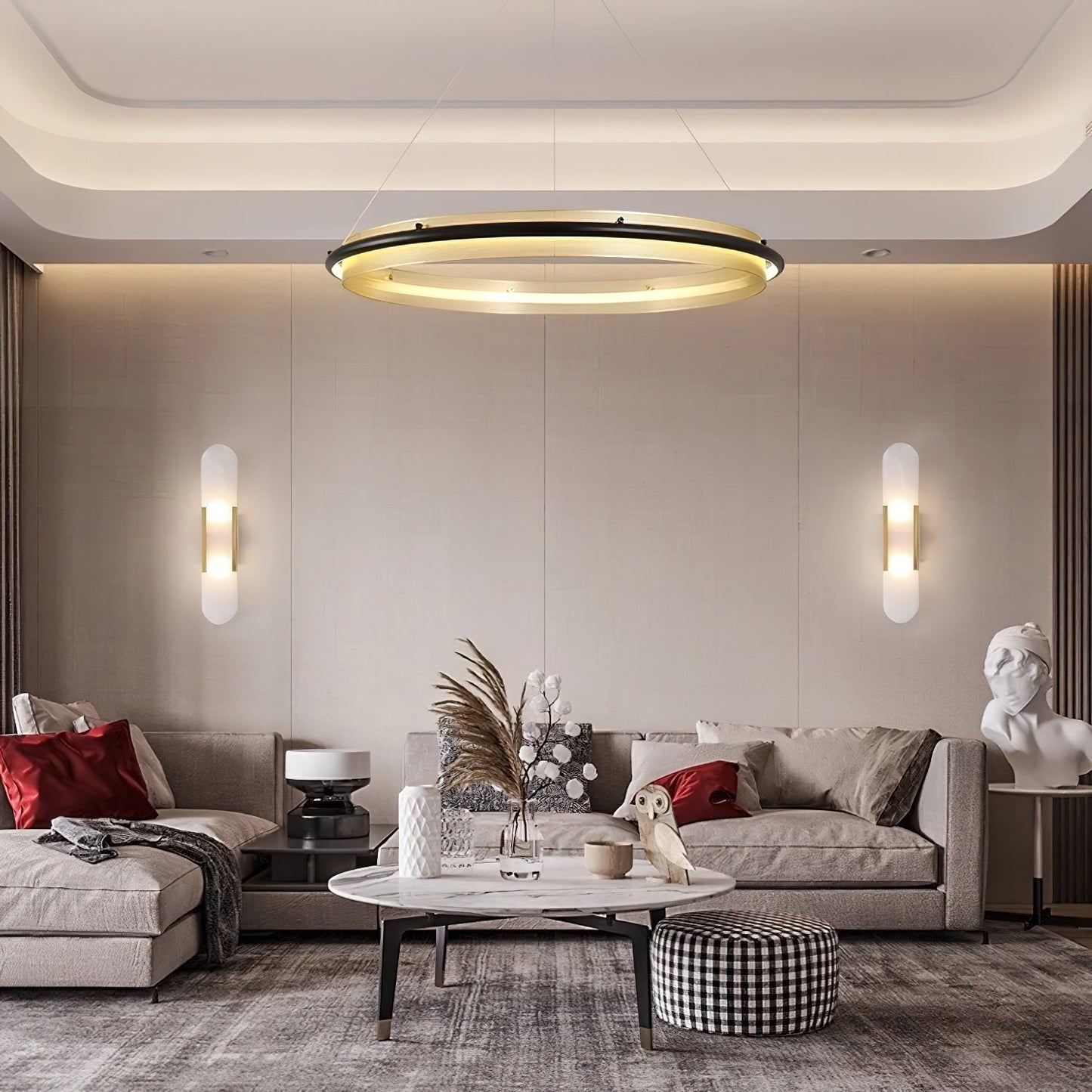 Aura Acrylic LED Chandelier | Modern Minimalist Circle Ring Pendant Light