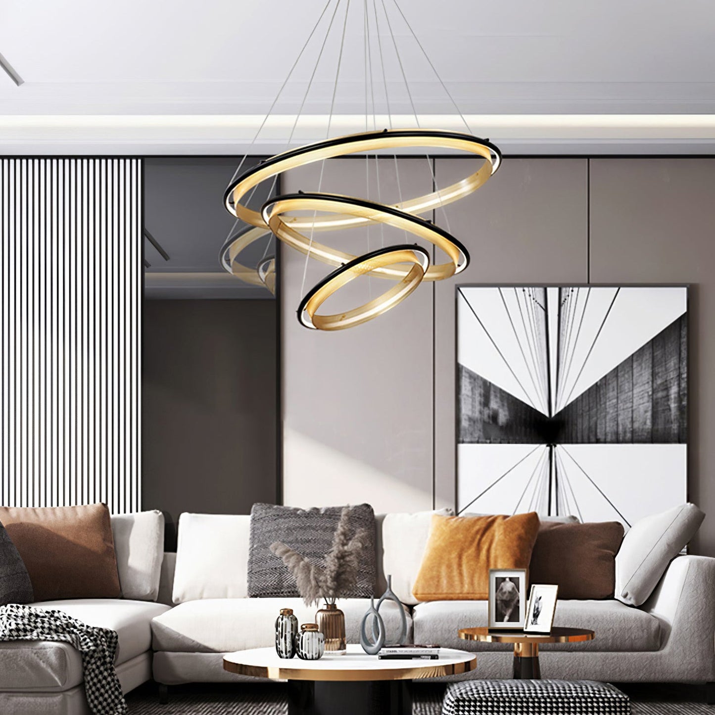 Aura Acrylic LED Chandelier | Modern Minimalist Circle Ring Pendant Light