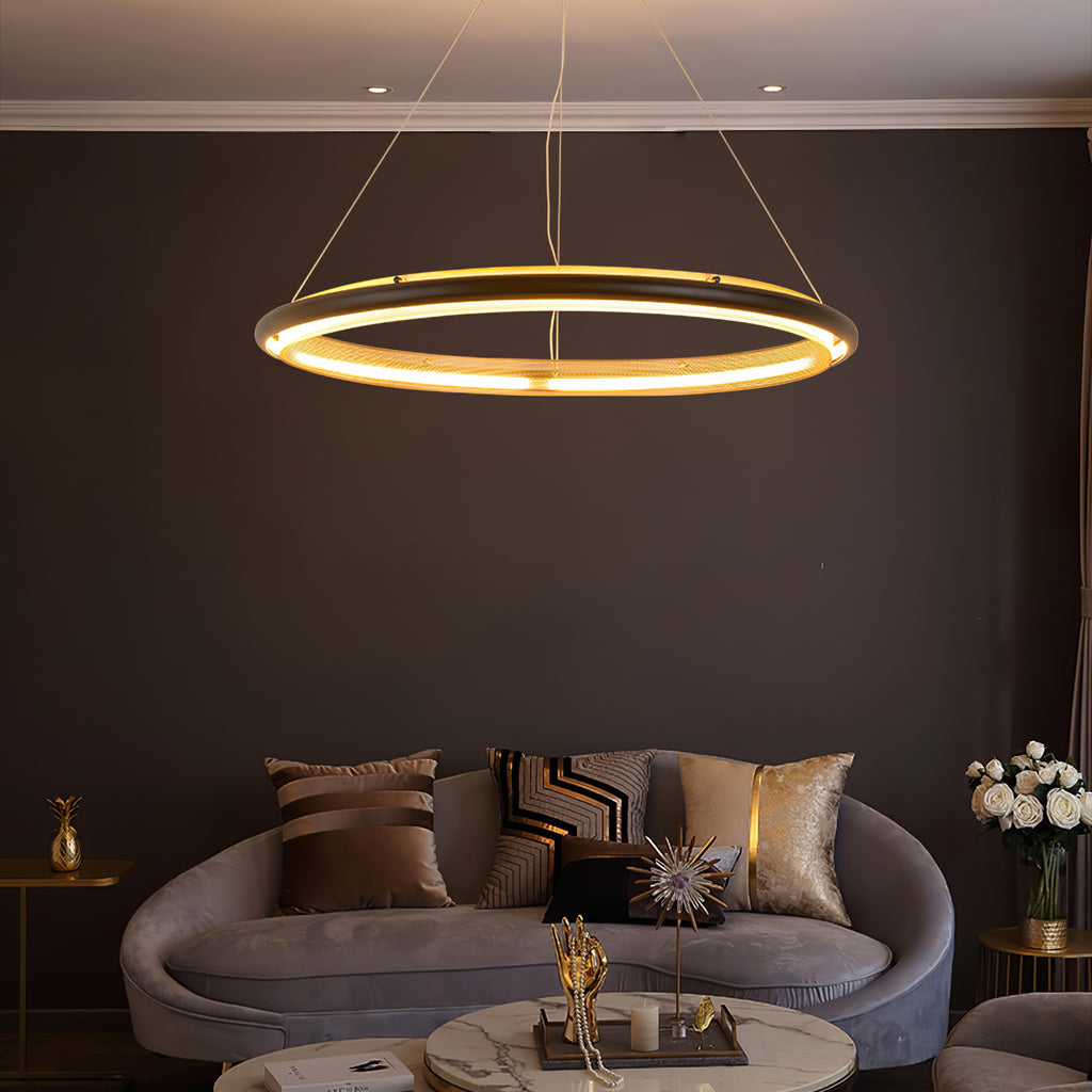 Aura Acrylic LED Chandelier | Modern Minimalist Circle Ring Pendant Light