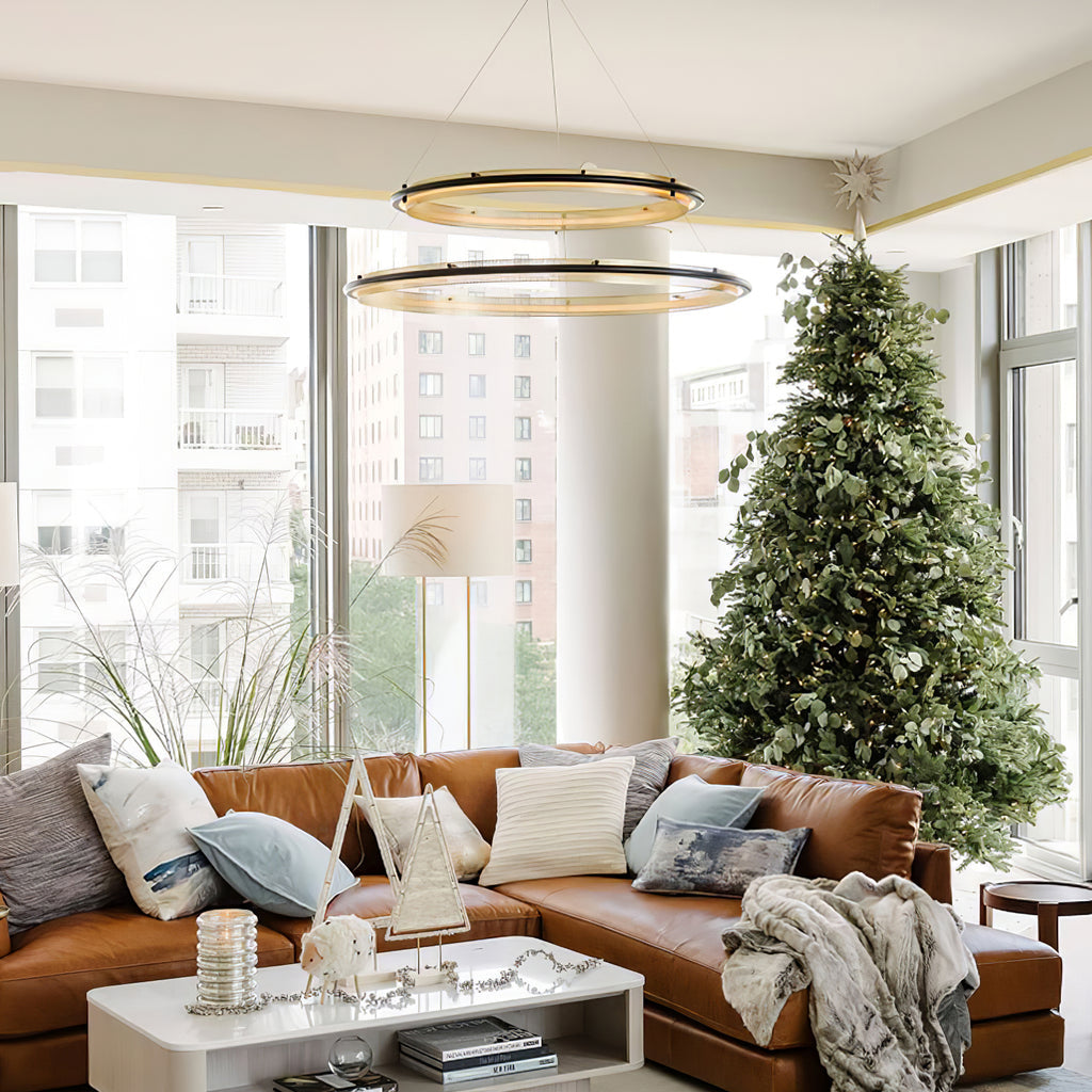 Aura Acrylic LED Chandelier | Modern Minimalist Circle Ring Pendant Light