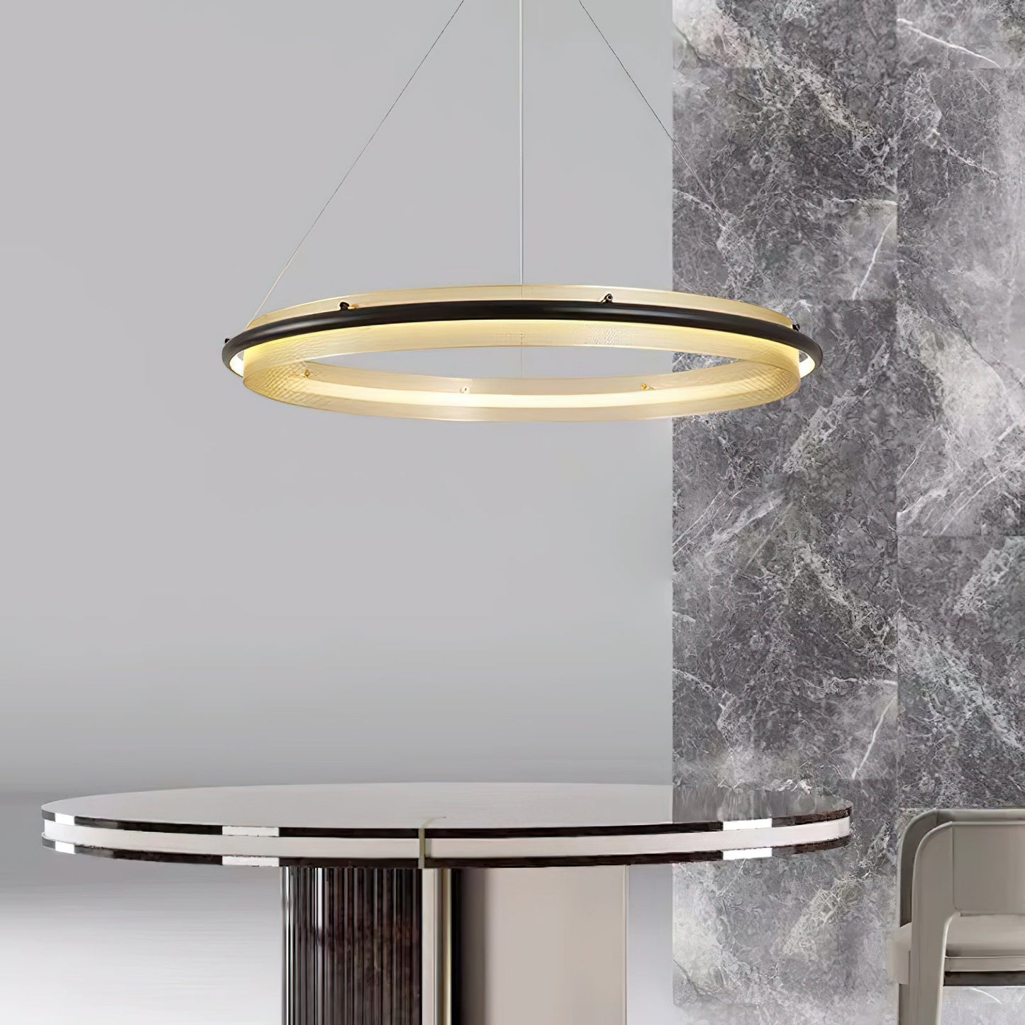 Aura Acrylic LED Chandelier | Modern Minimalist Circle Ring Pendant Light