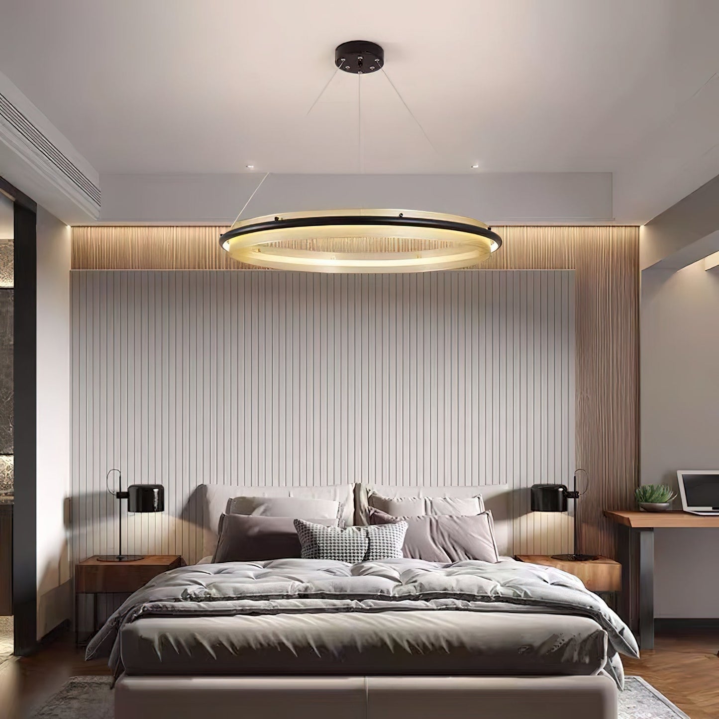 Aura Acrylic LED Chandelier | Modern Minimalist Circle Ring Pendant Light
