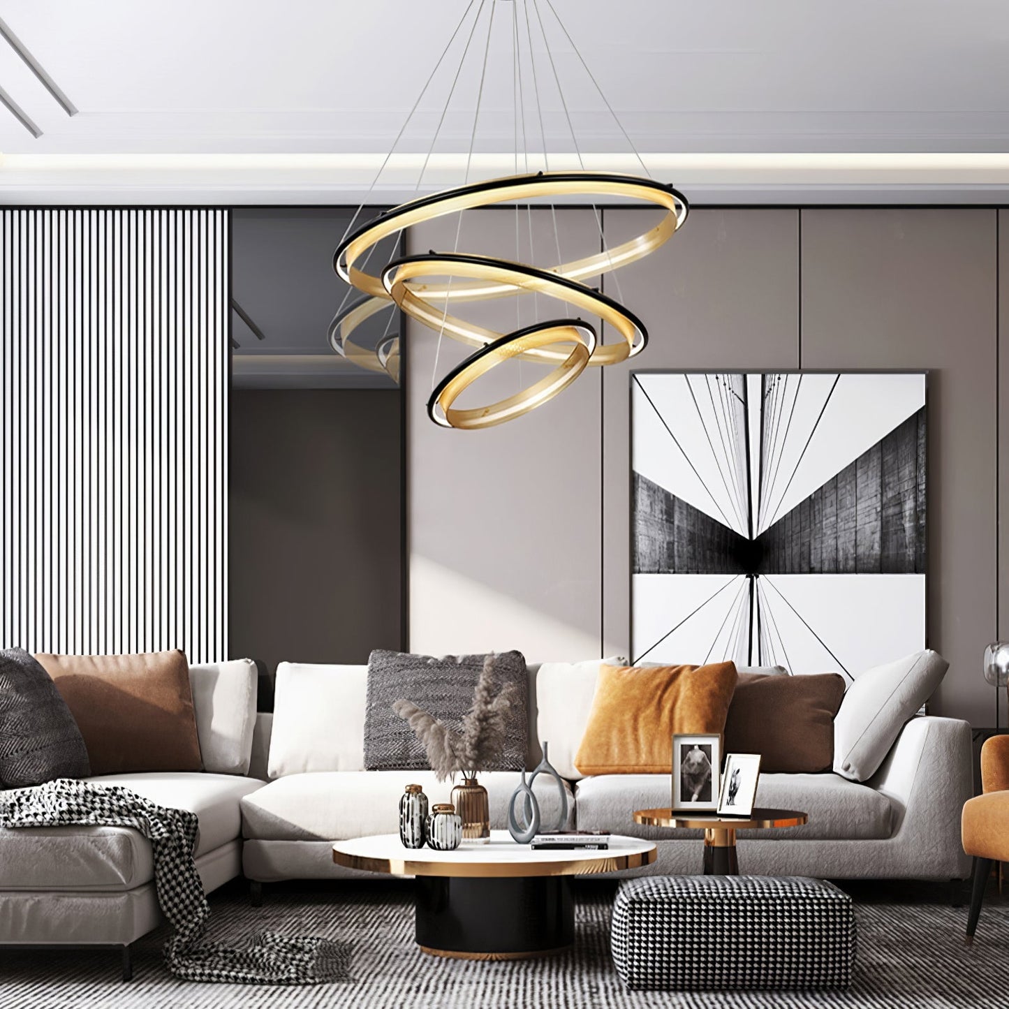 Aura Acrylic LED Chandelier | Modern Minimalist Circle Ring Pendant Light