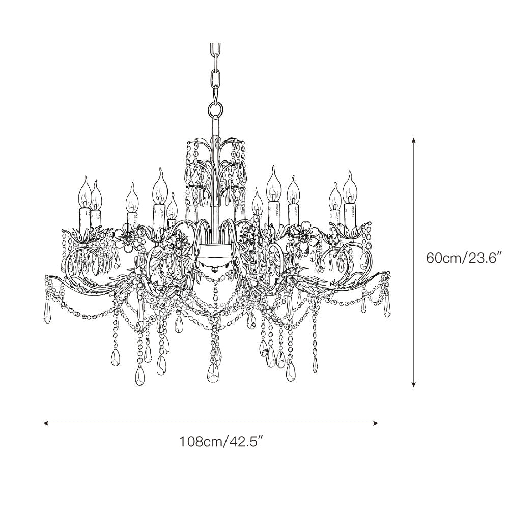 Aurelia Floral Chandelier | Luxury Antique Bronze & Crystal 6/8/10 Light Pendant