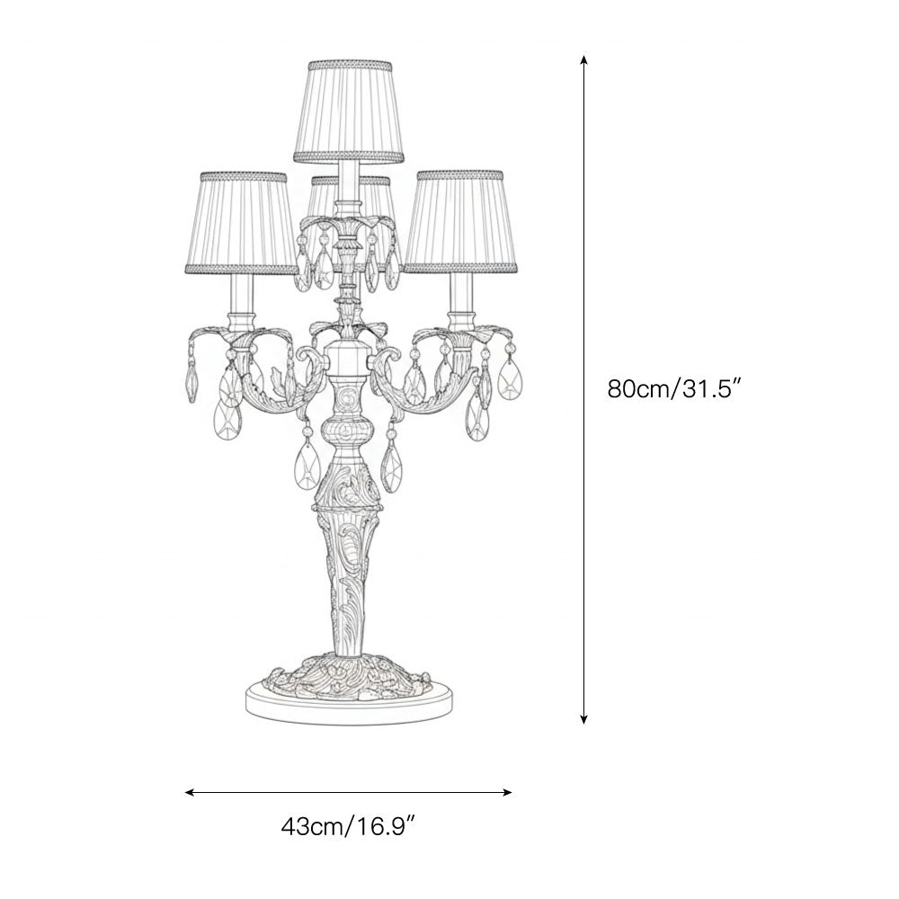 Aurelia Table Lamp | Large 31-Inch 4-Light Brass & Crystal Statement Lamp