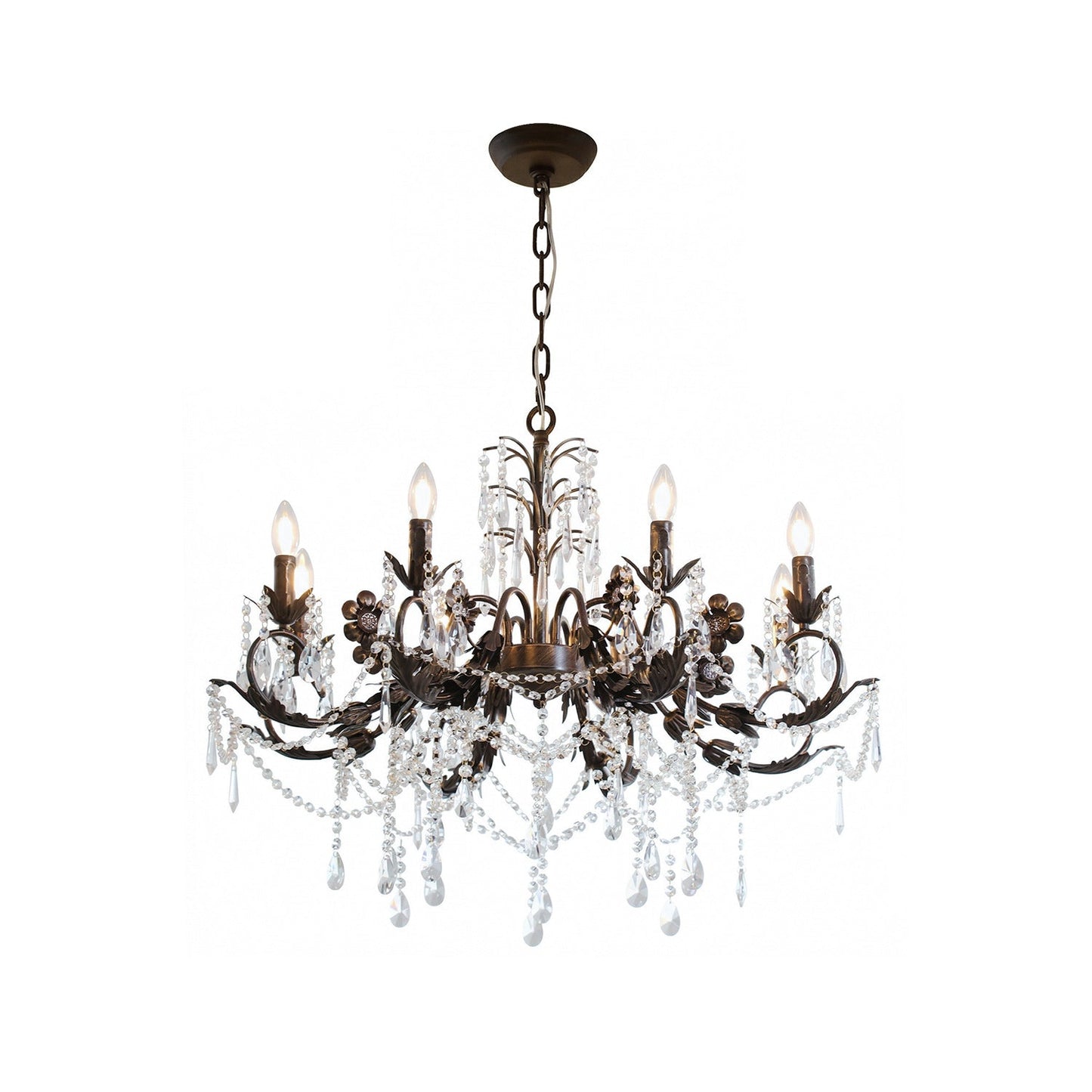 Aurelia Floral Chandelier | Luxury Antique Bronze & Crystal 6/8/10 Light Pendant