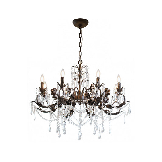 Aurelia Floral Chandelier | Luxury Antique Bronze & Crystal 6/8/10 Light Pendant