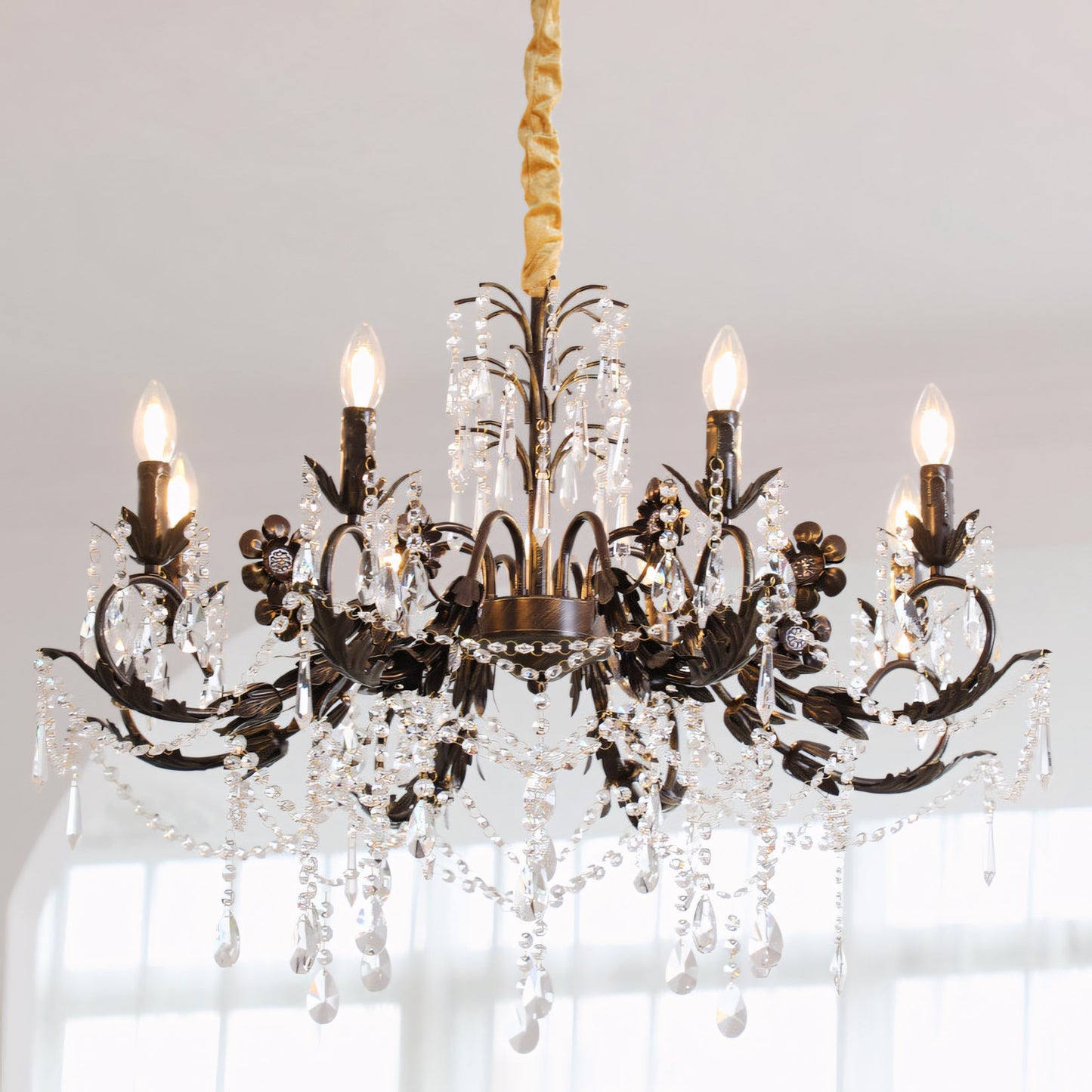 Aurelia Floral Chandelier | Luxury Antique Bronze & Crystal 6/8/10 Light Pendant