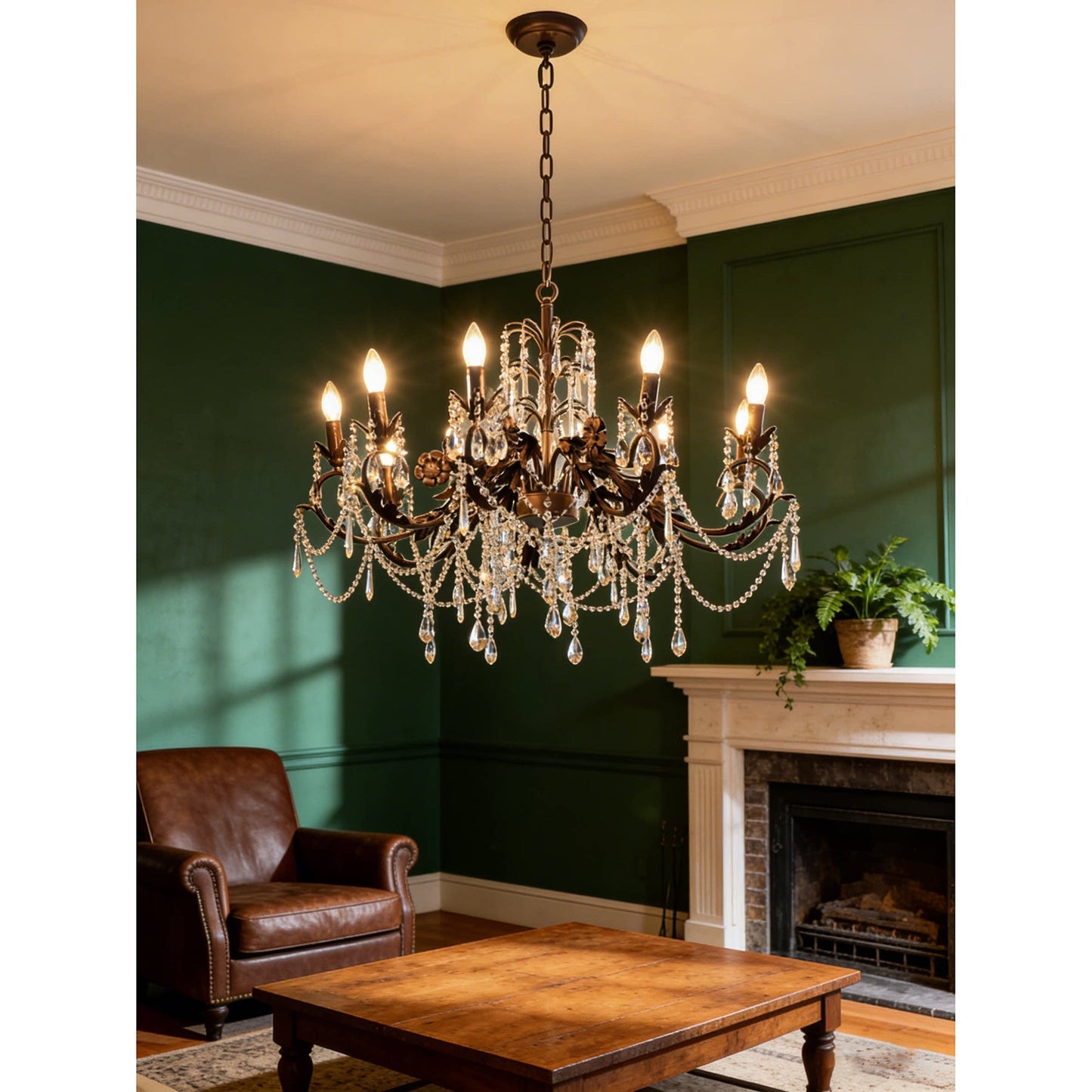 Aurelia Floral Chandelier | Luxury Antique Bronze & Crystal 6/8/10 Light Pendant