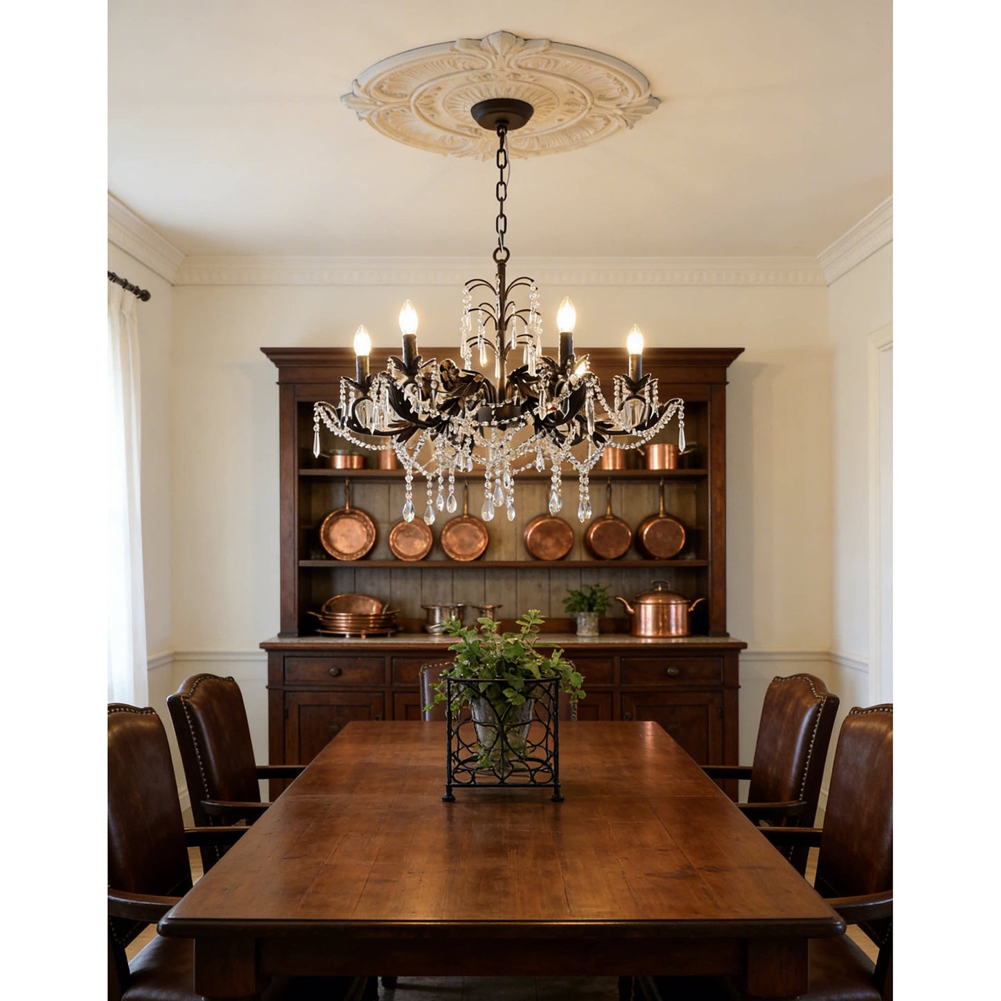Aurelia Floral Chandelier | Luxury Antique Bronze & Crystal 6/8/10 Light Pendant