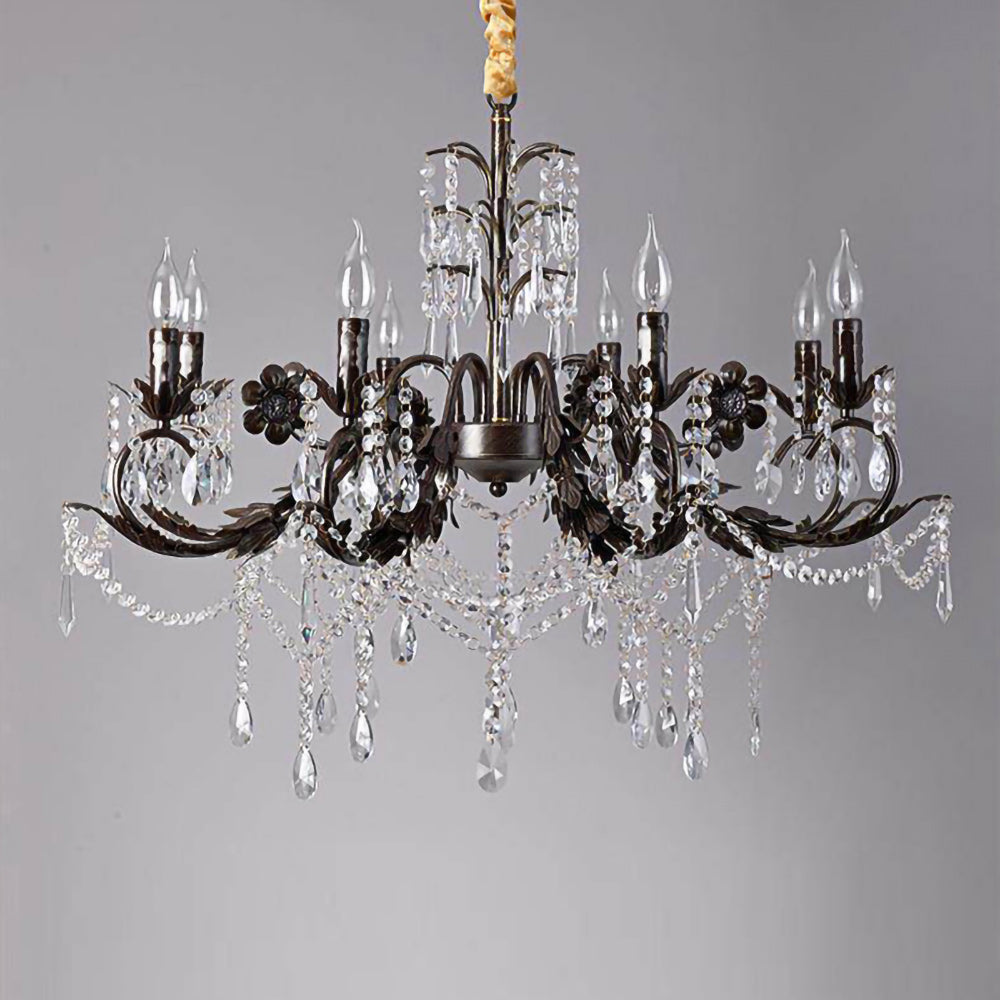 Aurelia Floral Chandelier | Luxury Antique Bronze & Crystal 6/8/10 Light Pendant