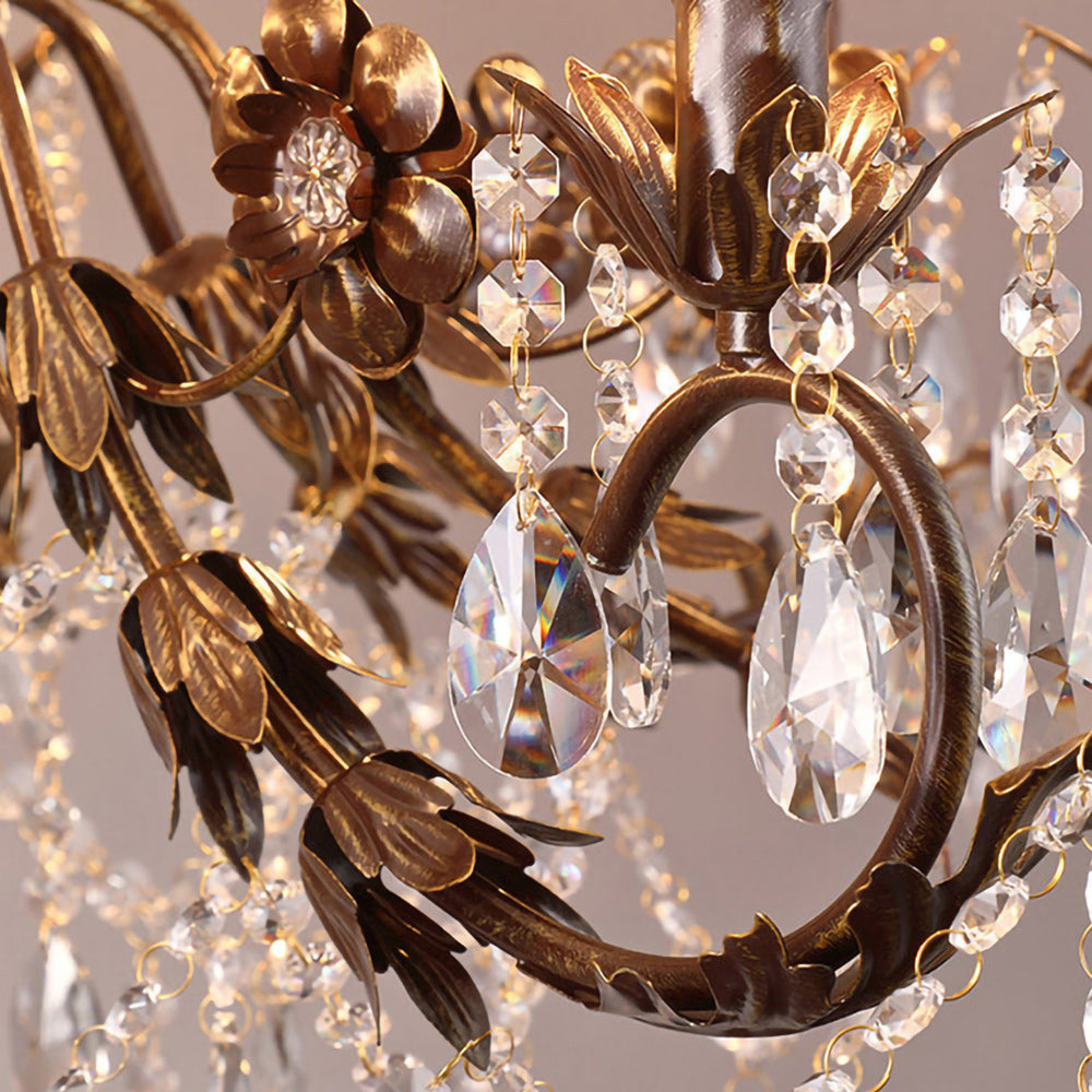 Aurelia Floral Chandelier | Luxury Antique Bronze & Crystal 6/8/10 Light Pendant
