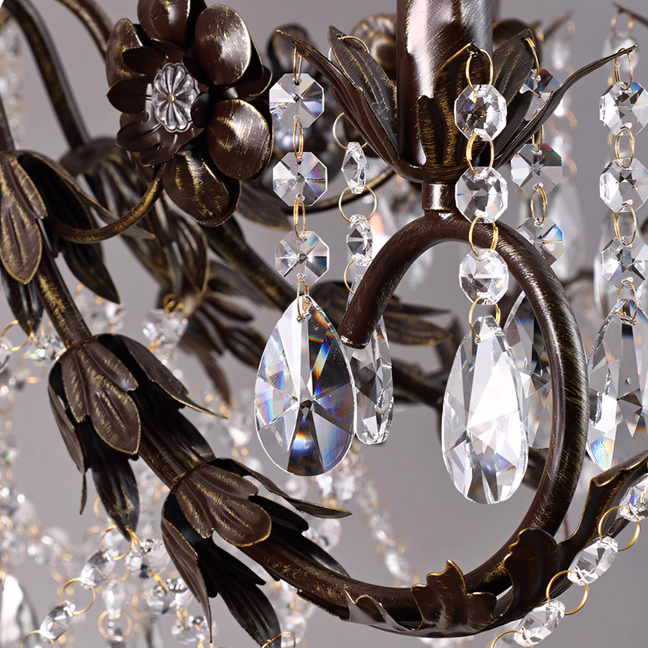 Aurelia Floral Chandelier | Luxury Antique Bronze & Crystal 6/8/10 Light Pendant