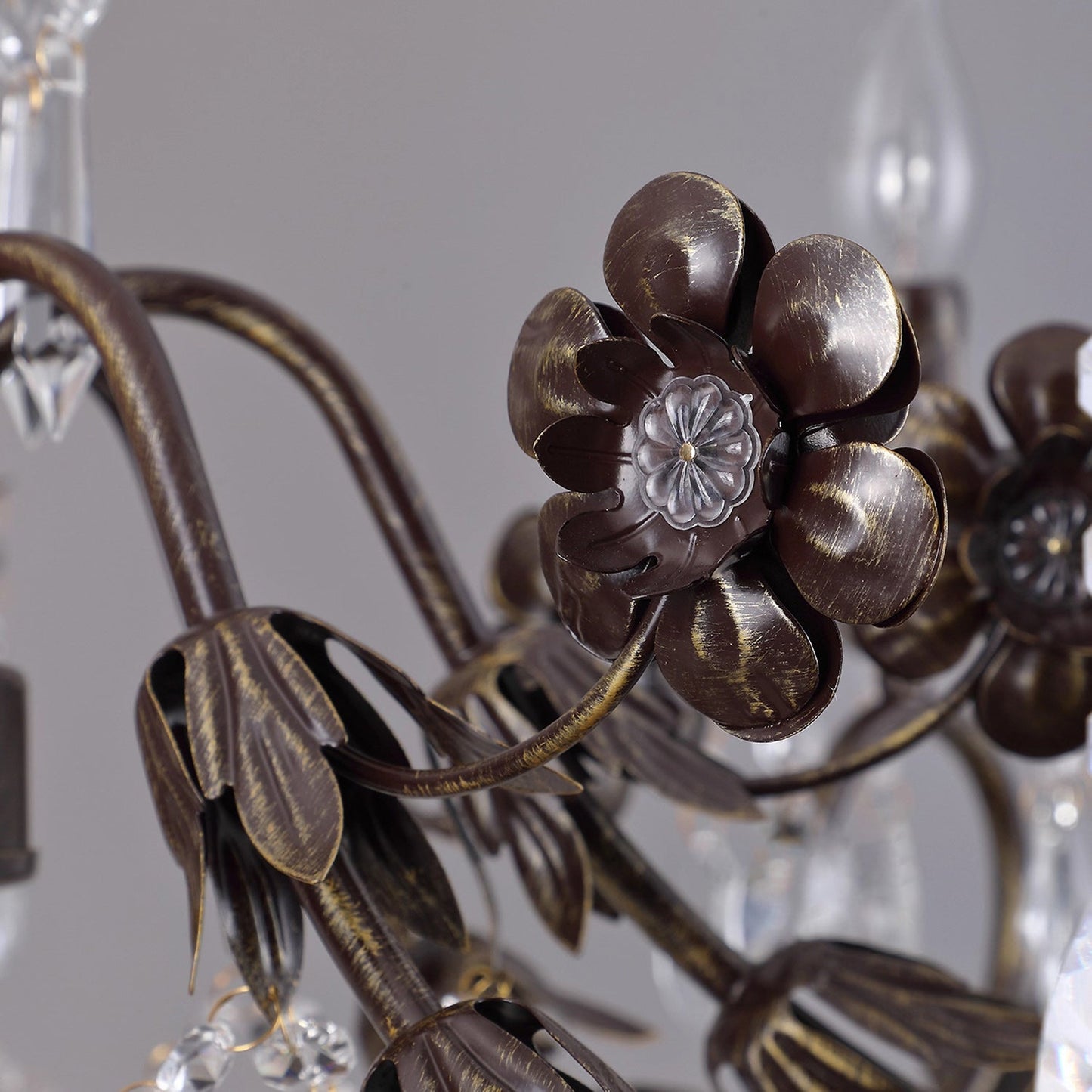 Aurelia Floral Chandelier | Luxury Antique Bronze & Crystal 6/8/10 Light Pendant
