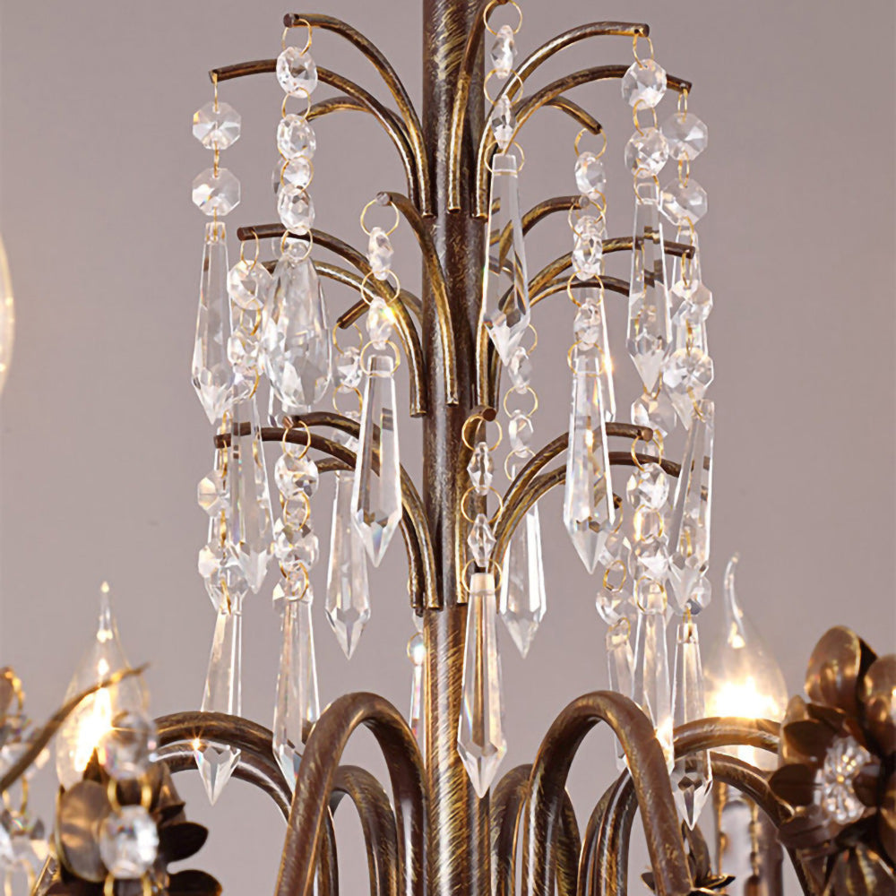 Aurelia Floral Chandelier | Luxury Antique Bronze & Crystal 6/8/10 Light Pendant