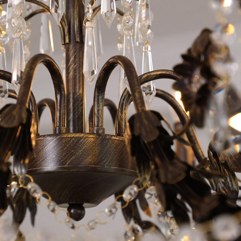 Aurelia Floral Chandelier | Luxury Antique Bronze & Crystal 6/8/10 Light Pendant