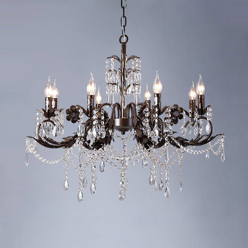 Aurelia Floral Chandelier | Luxury Antique Bronze & Crystal 6/8/10 Light Pendant