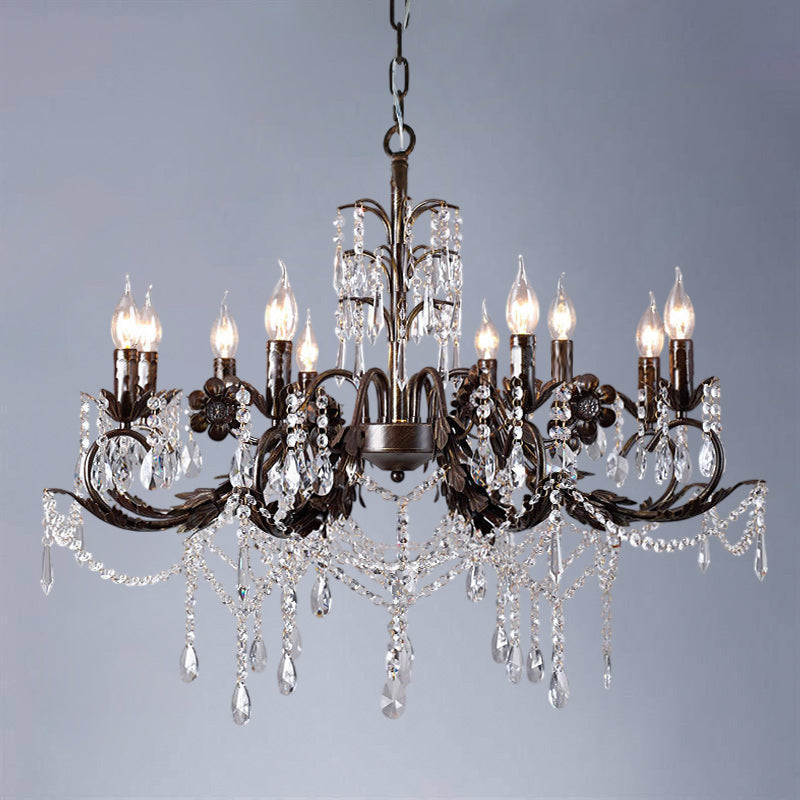 Aurelia Floral Chandelier | Luxury Antique Bronze & Crystal 6/8/10 Light Pendant