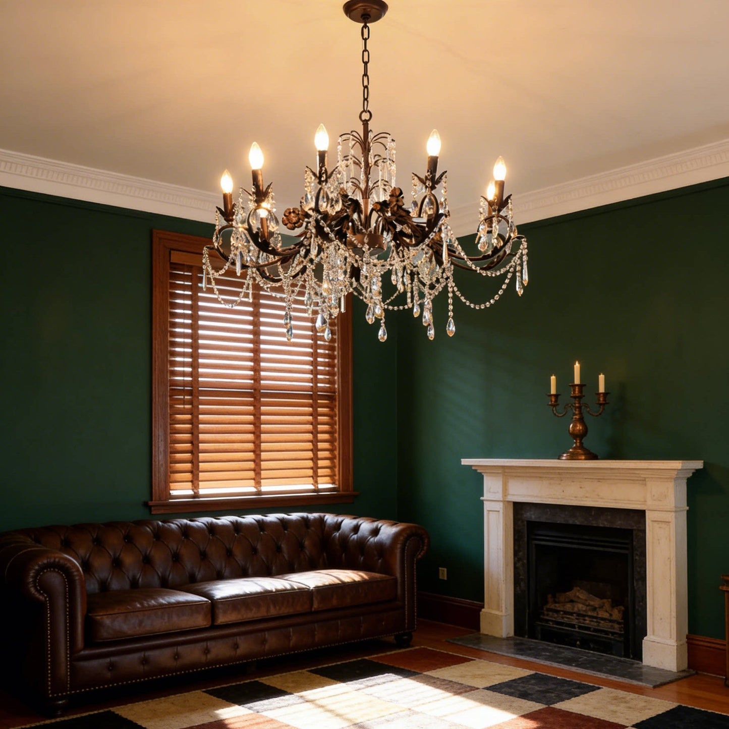 Aurelia Floral Chandelier | Luxury Antique Bronze & Crystal 6/8/10 Light Pendant