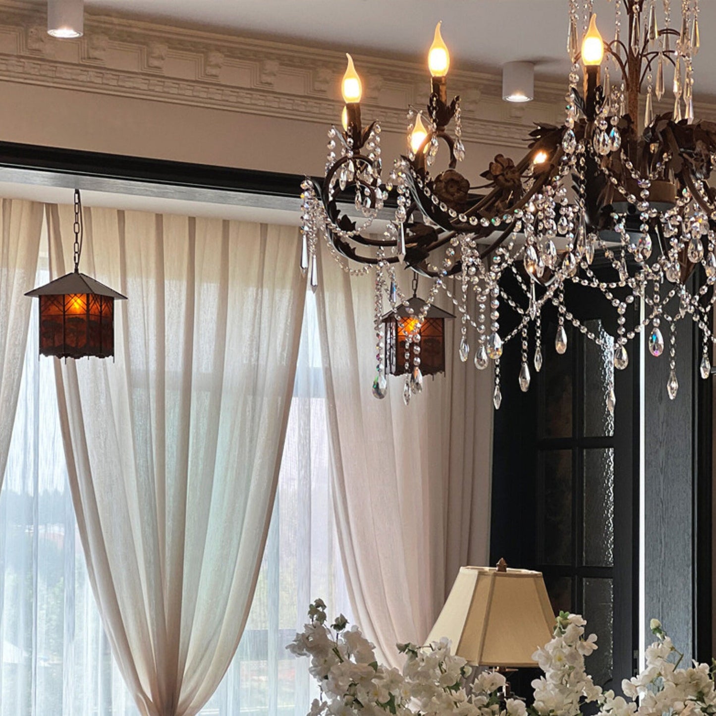 Aurelia Floral Chandelier | Luxury Antique Bronze & Crystal 6/8/10 Light Pendant