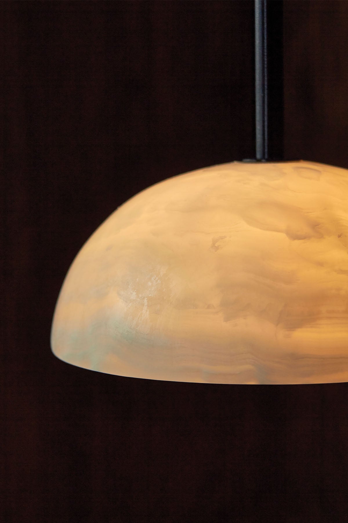 Aurelia Pendant Lamp | Luxury Jade & Brass 32-Inch Elongated Pendant