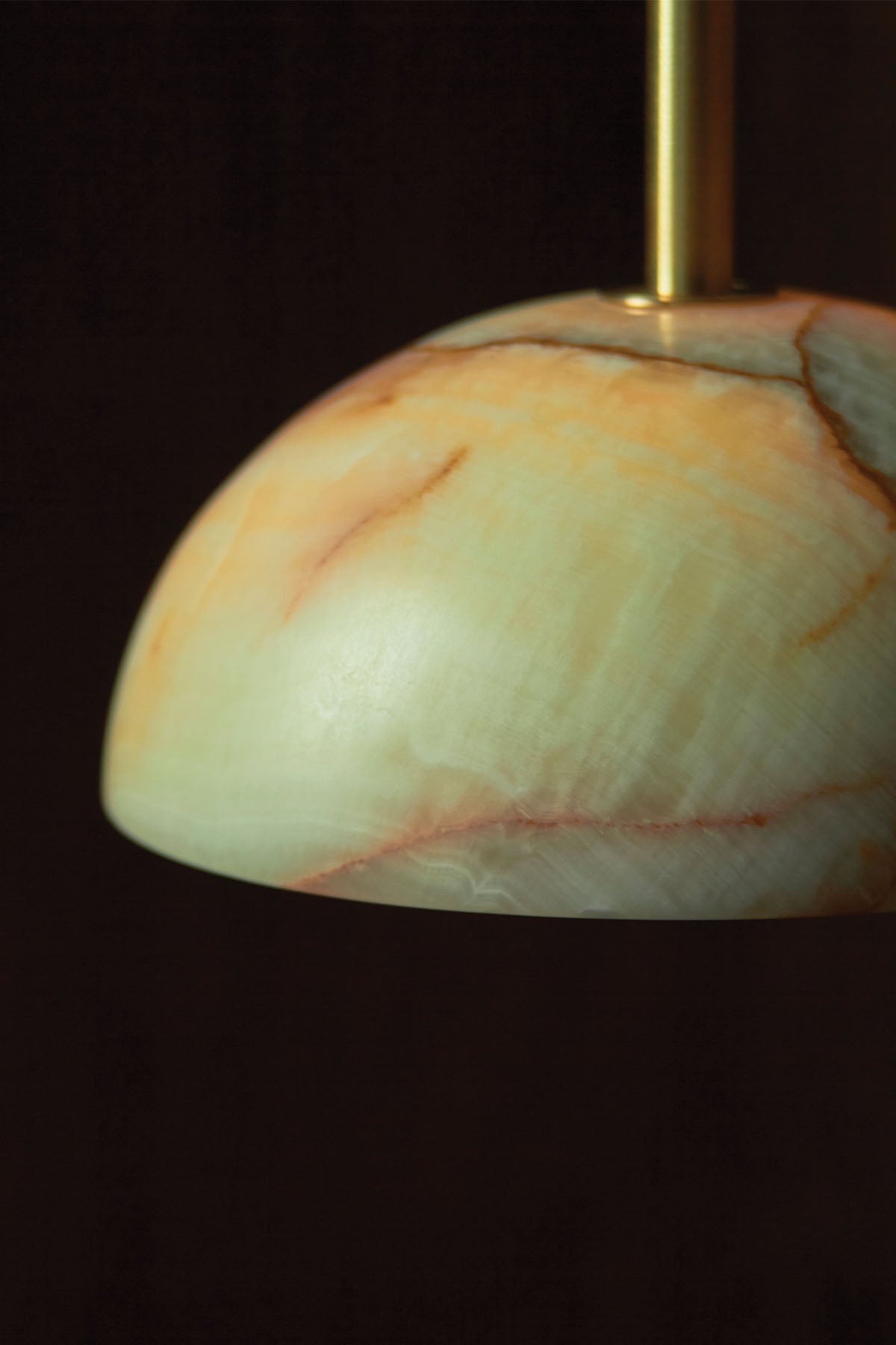 Aurelia Pendant Lamp | Luxury Jade & Brass 32-Inch Elongated Pendant