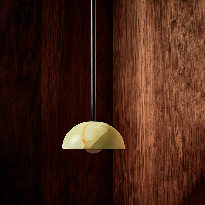 Aurelia Pendant Lamp | Luxury Jade & Brass 32-Inch Elongated Pendant