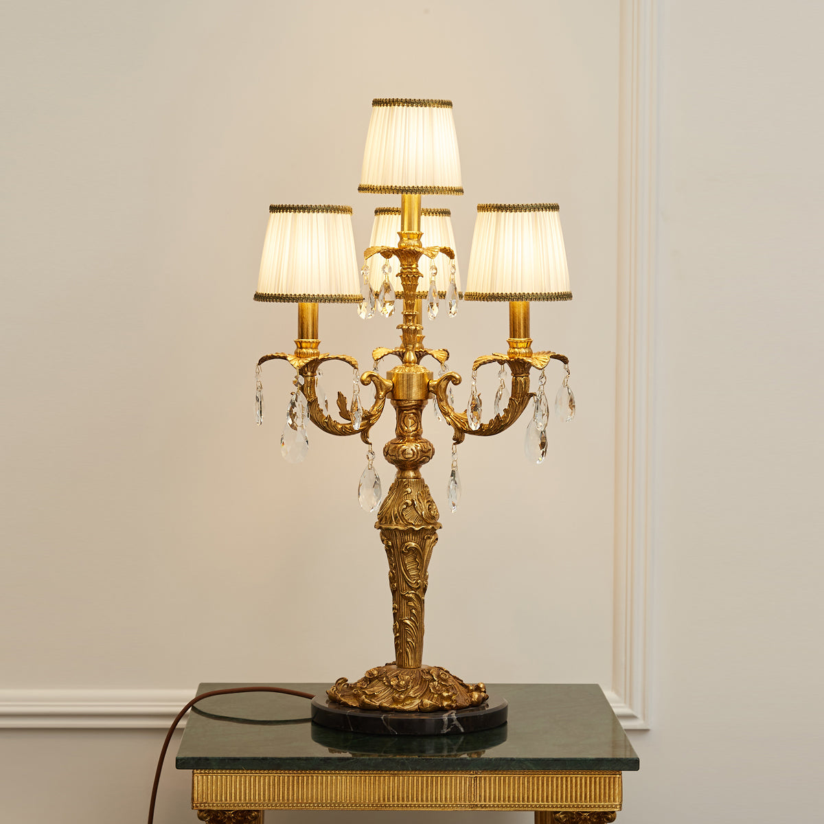 Aurelia Table Lamp | Large 31-Inch 4-Light Brass & Crystal Statement Lamp
