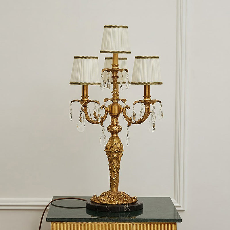 Aurelia Table Lamp | Large 31-Inch 4-Light Brass & Crystal Statement Lamp