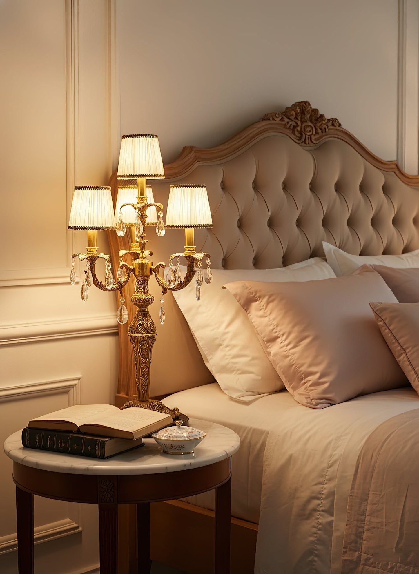 Aurelia Table Lamp | Large 31-Inch 4-Light Brass & Crystal Statement Lamp