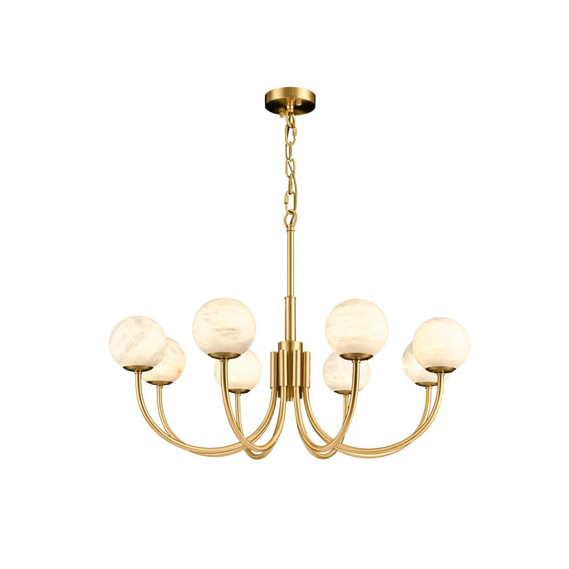 Aurelian Alabaster Globe Chandelier | Luxury Brass & Natural Stone Pendant